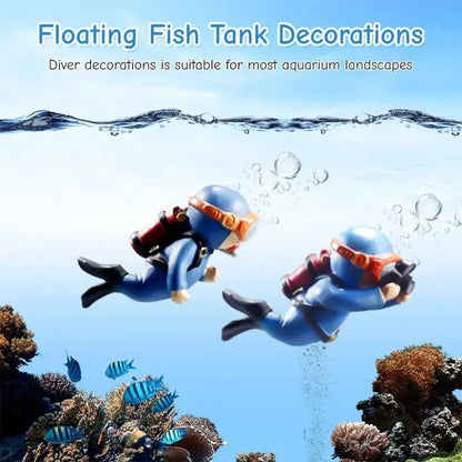 Cartoon diver aquarium decor – pack of 2