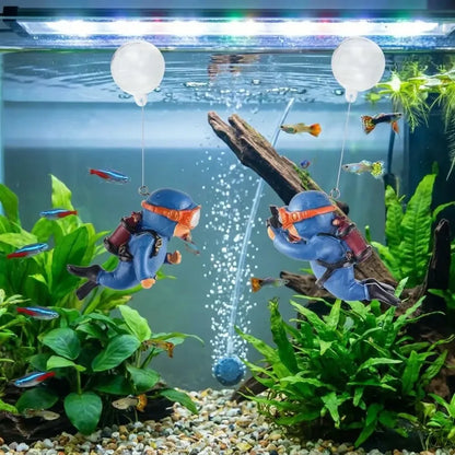 Cartoon diver aquarium decor – pack of 2