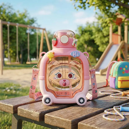 Cartoon straw water bottle