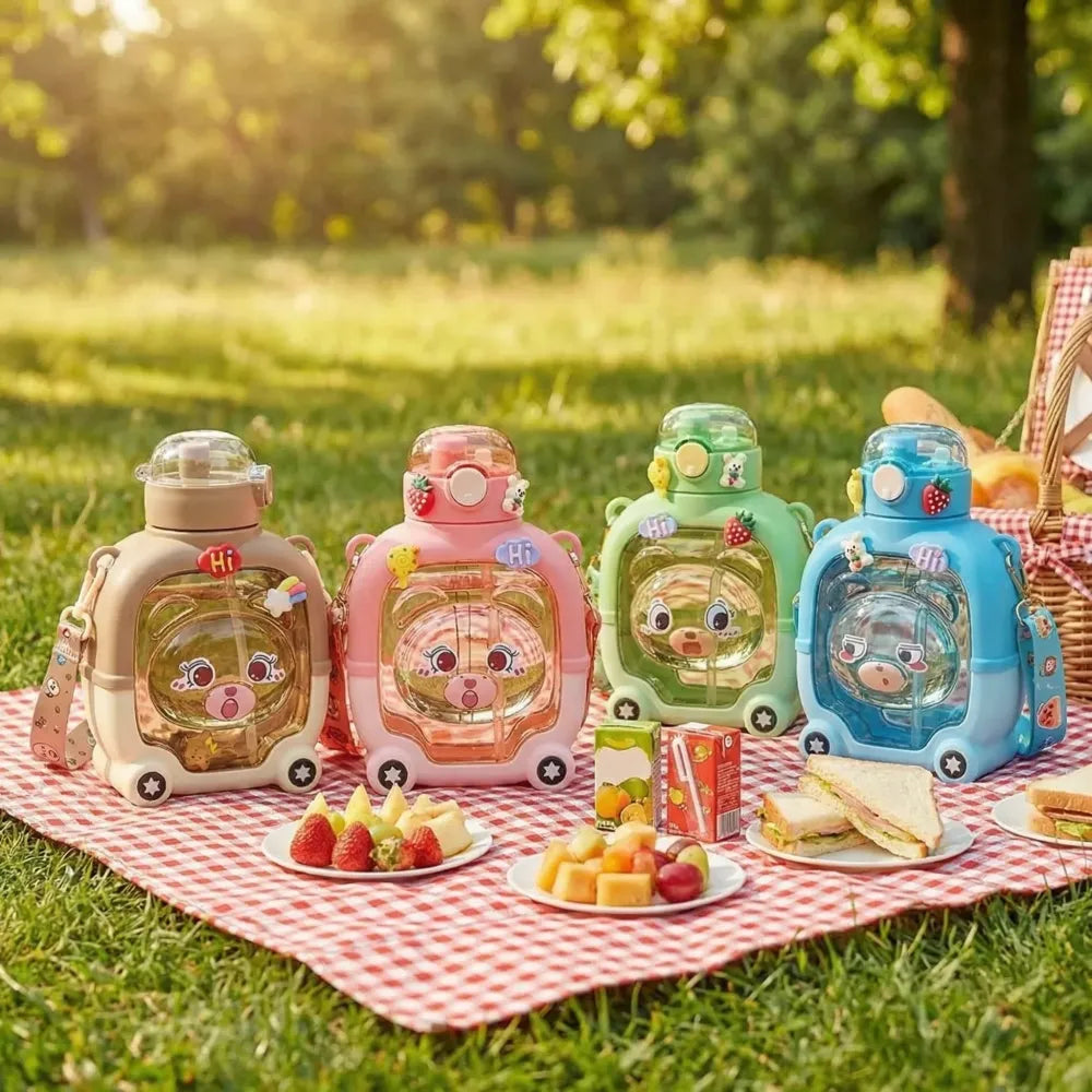 Cartoon straw water bottle