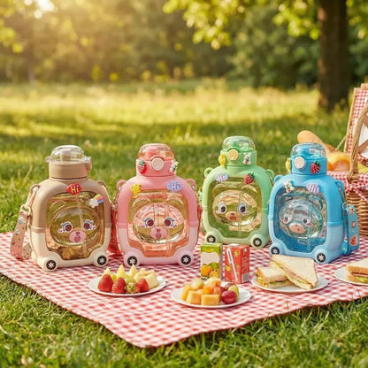 Cartoon straw water bottle