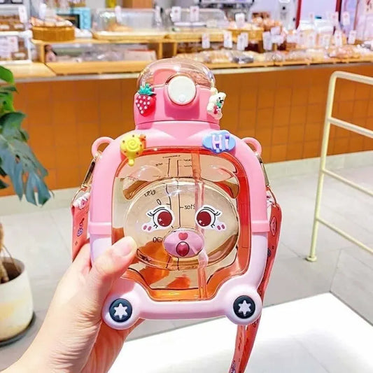 Cartoon straw water bottle
