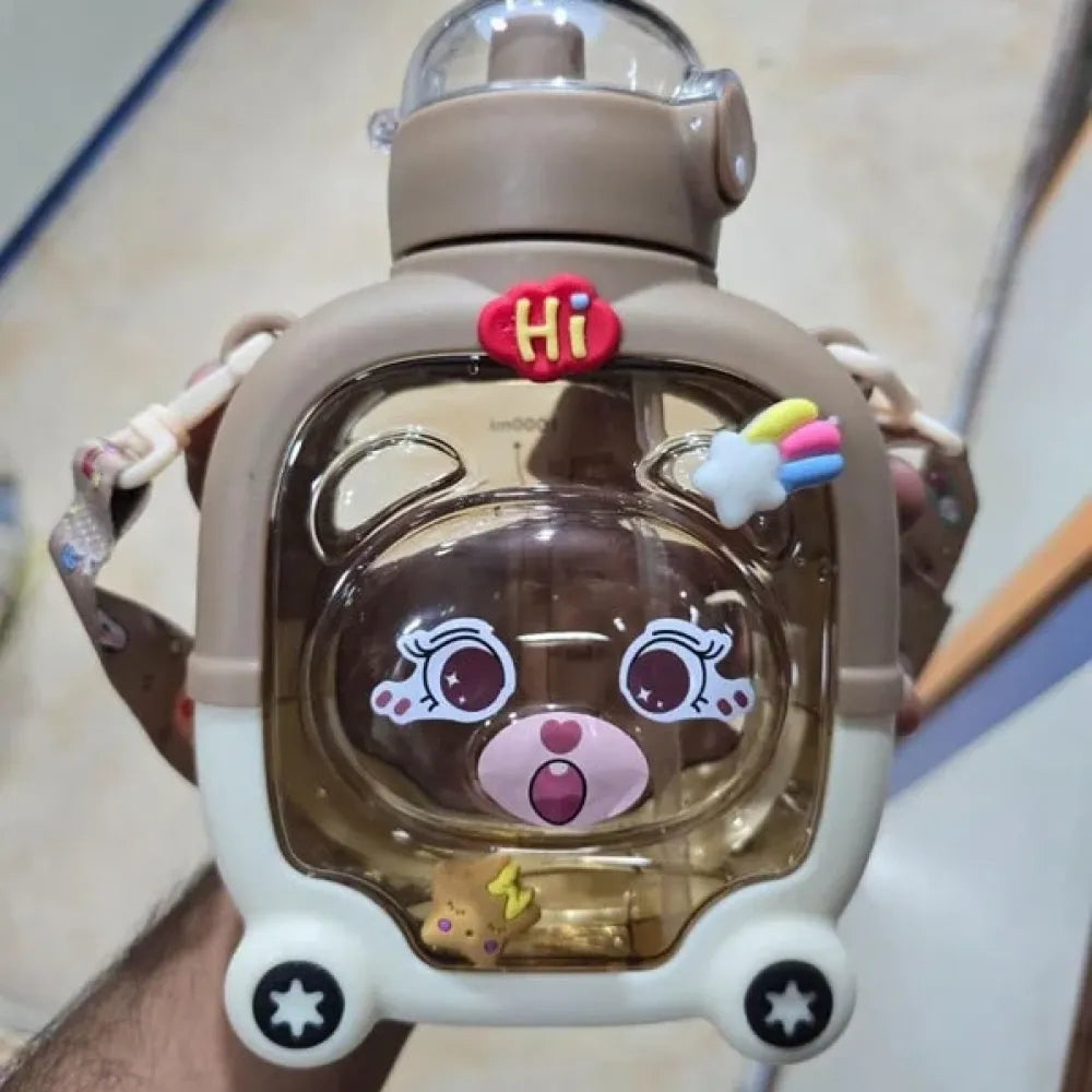 Cartoon straw water bottle