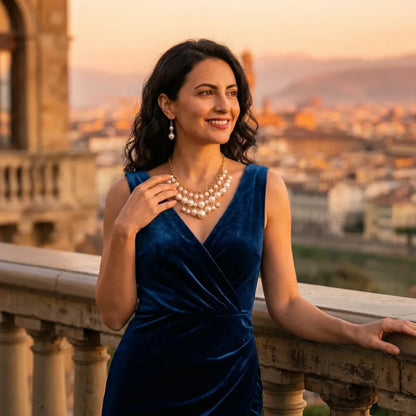 Cascading pearl & gold necklace set - jeweller set