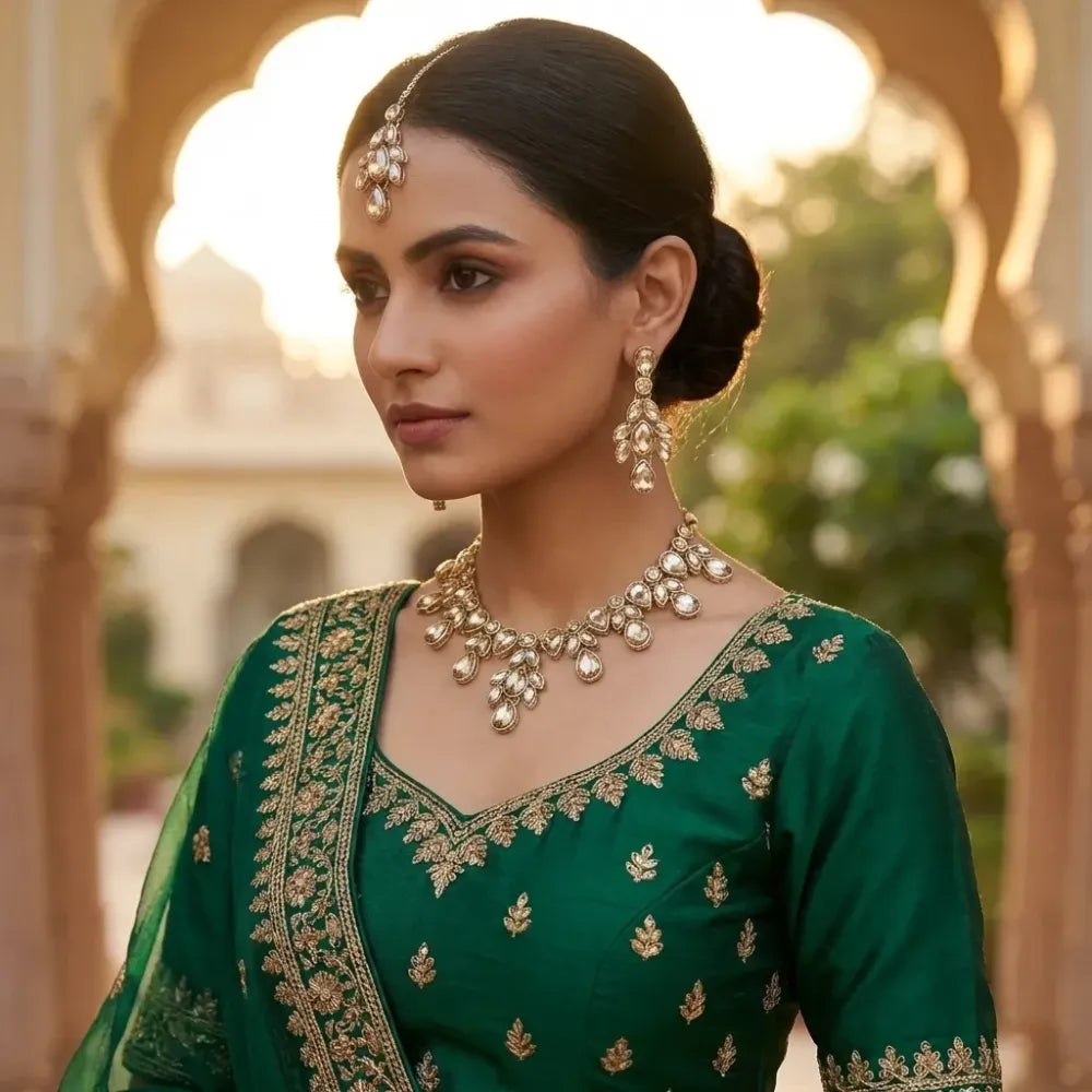 Champagne kundan necklace set - jeweller set