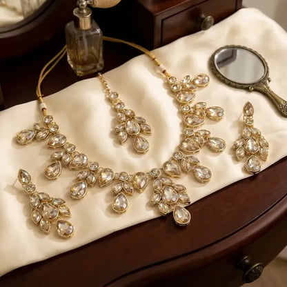 Champagne kundan necklace set - jeweller set