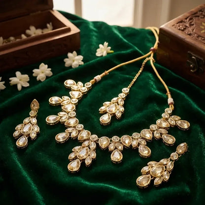 Champagne kundan necklace set - jeweller set