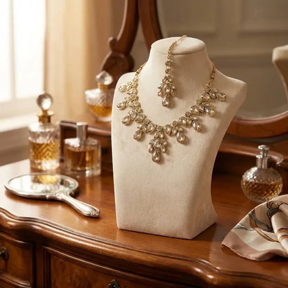 Champagne kundan necklace set - jeweller set