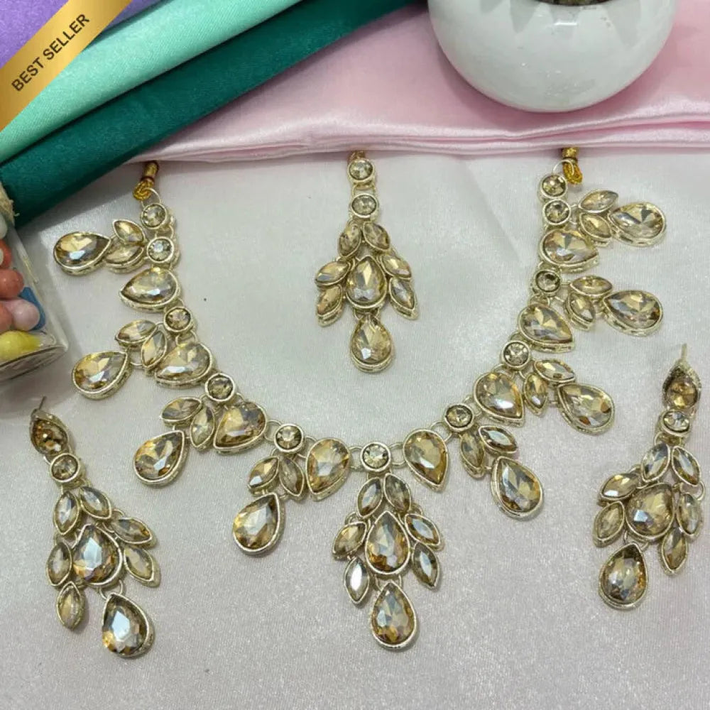 Champagne kundan necklace set