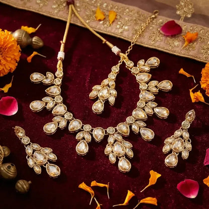Champagne kundan necklace set - jeweller set