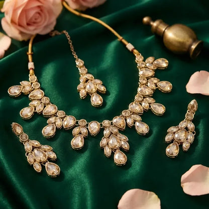 Champagne kundan necklace set - jeweller set