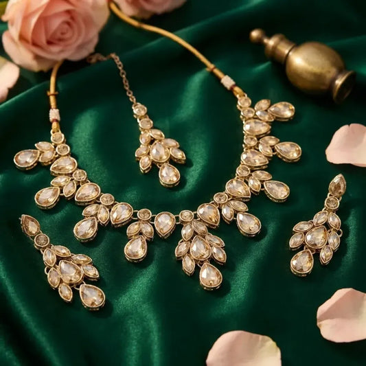 Champagne kundan necklace set - jeweller set