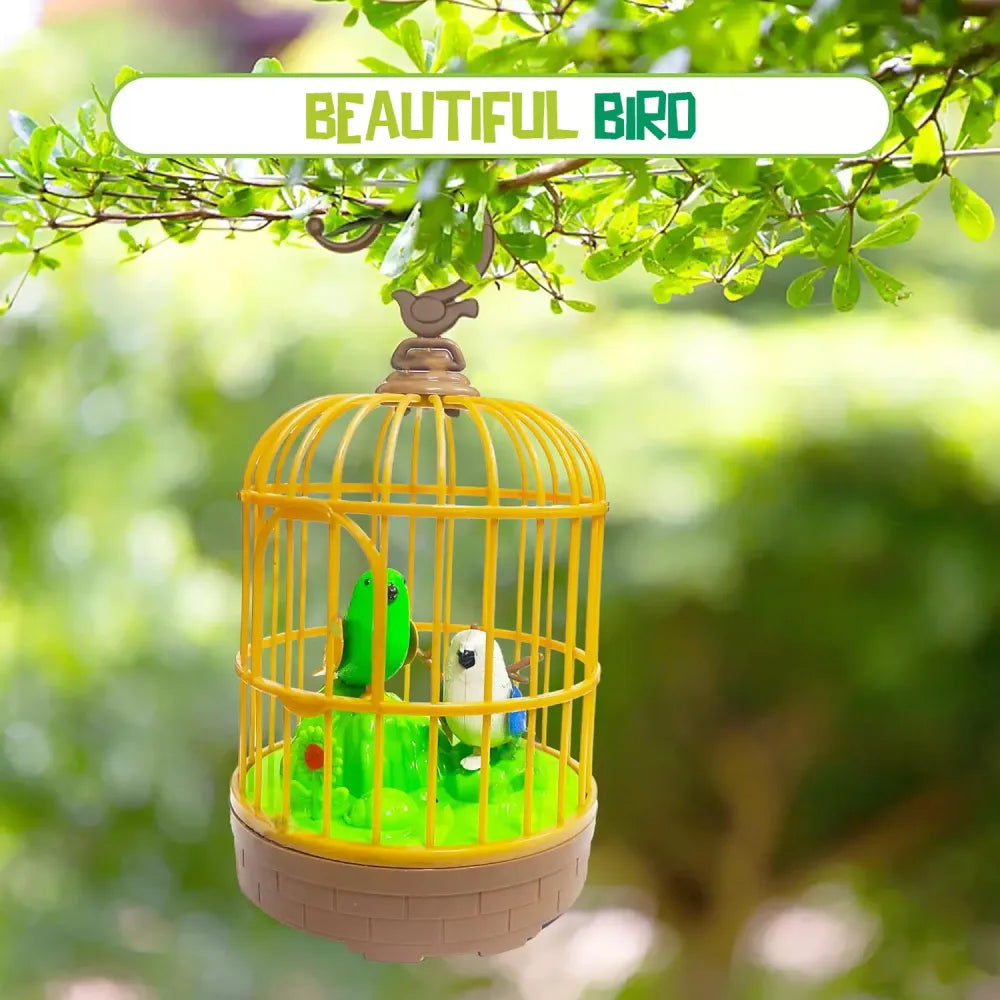 Chirping bird cage toy