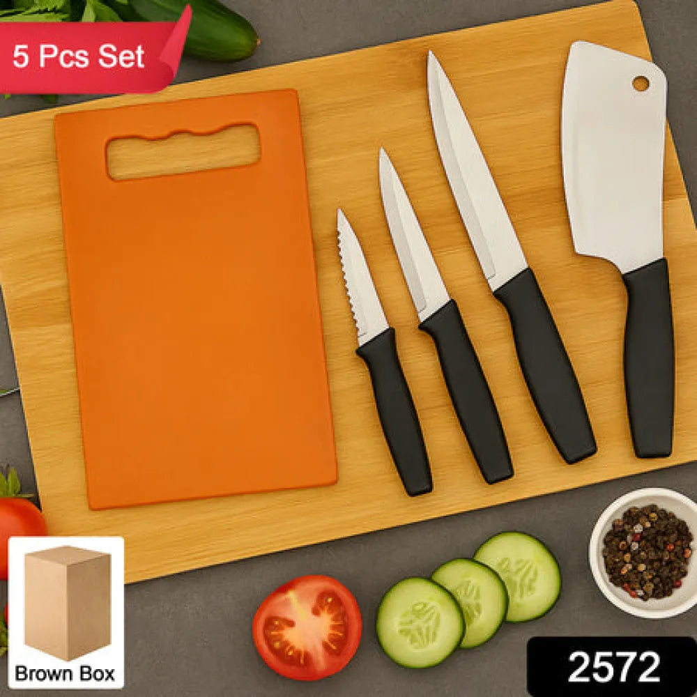 Chopping board with knife set (pack of 5) - home & kitchen