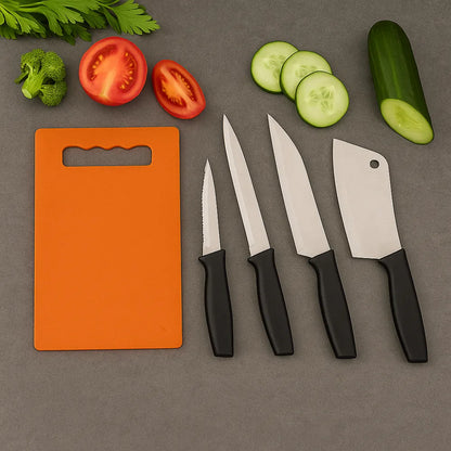 Chopping board with knife set (pack of 5) - home & kitchen