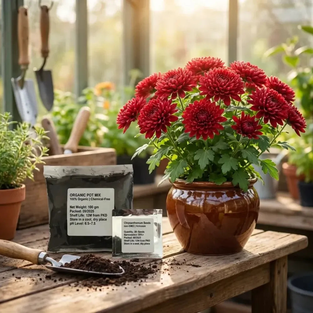 Chrysanthemum seeds + potmix combo