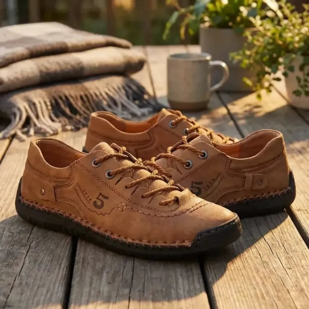 Classic tan leather casual shoes - footwear