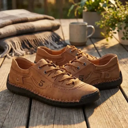 Classic tan leather casual shoes - footwear