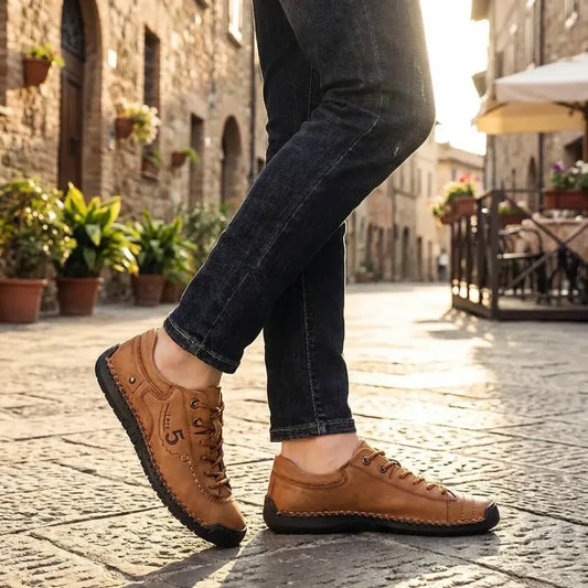 Classic tan leather casual shoes - footwear