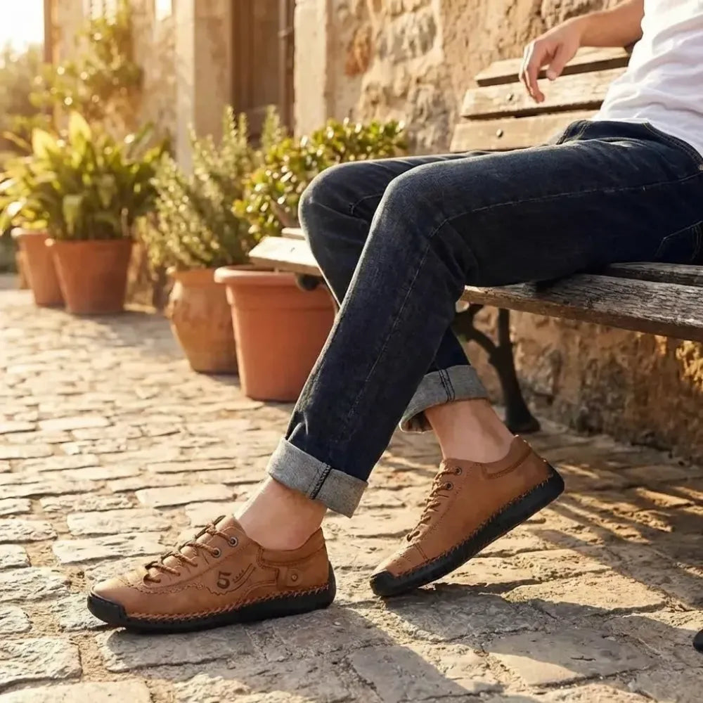 Classic tan leather casual shoes - footwear