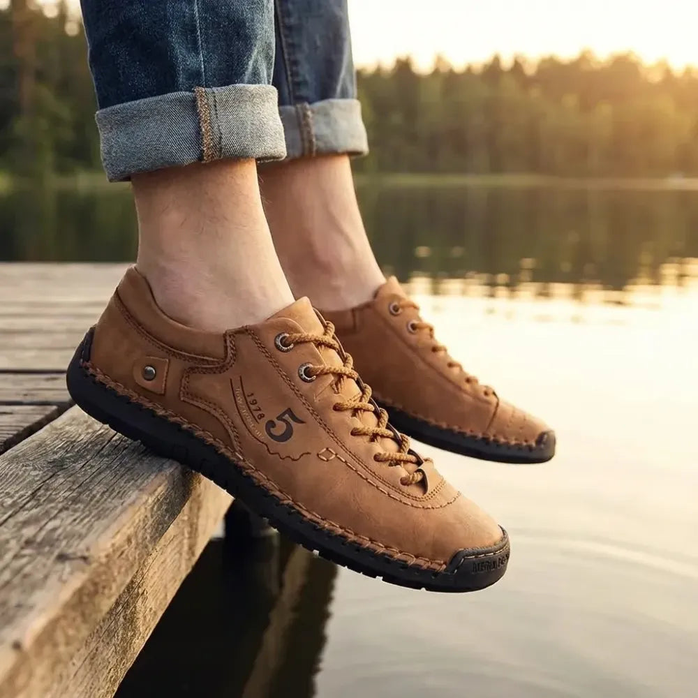 Classic tan leather casual shoes - footwear