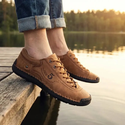 Classic tan leather casual shoes - footwear