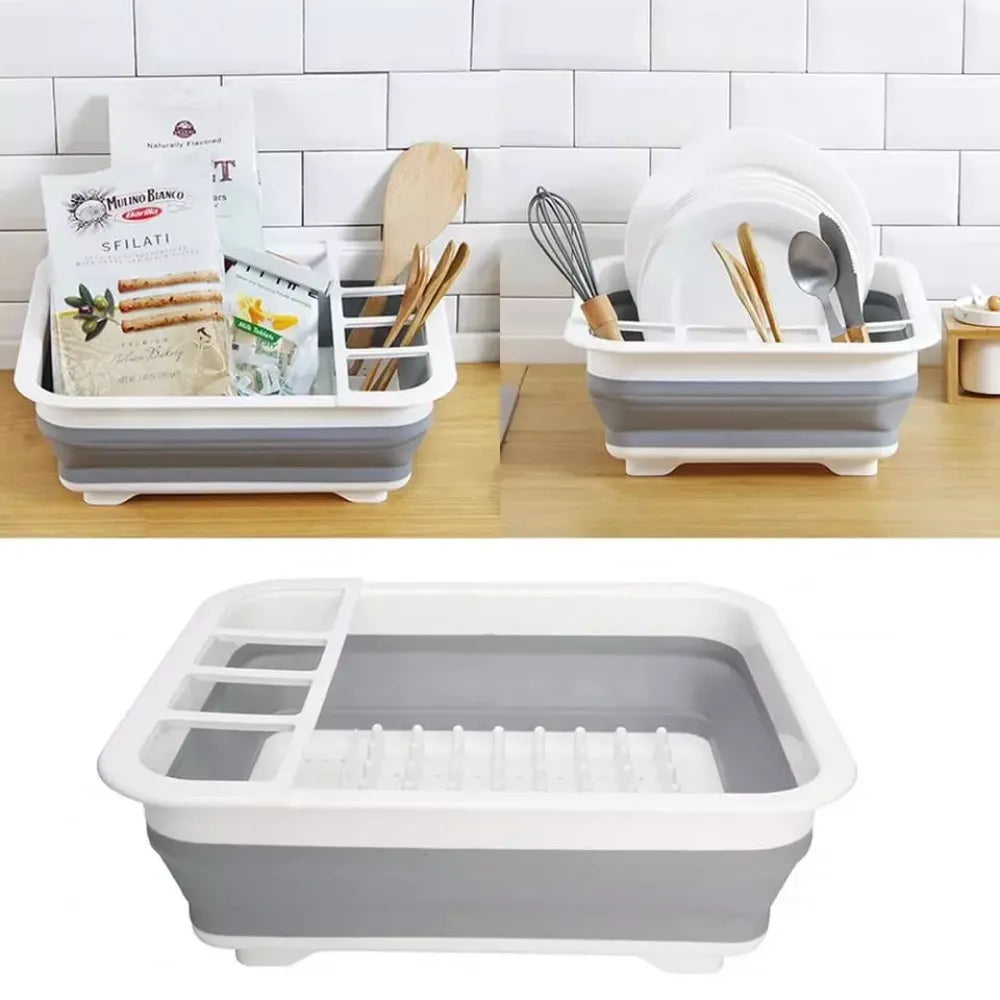 Collapsible silicone dish rack - home & kitchen