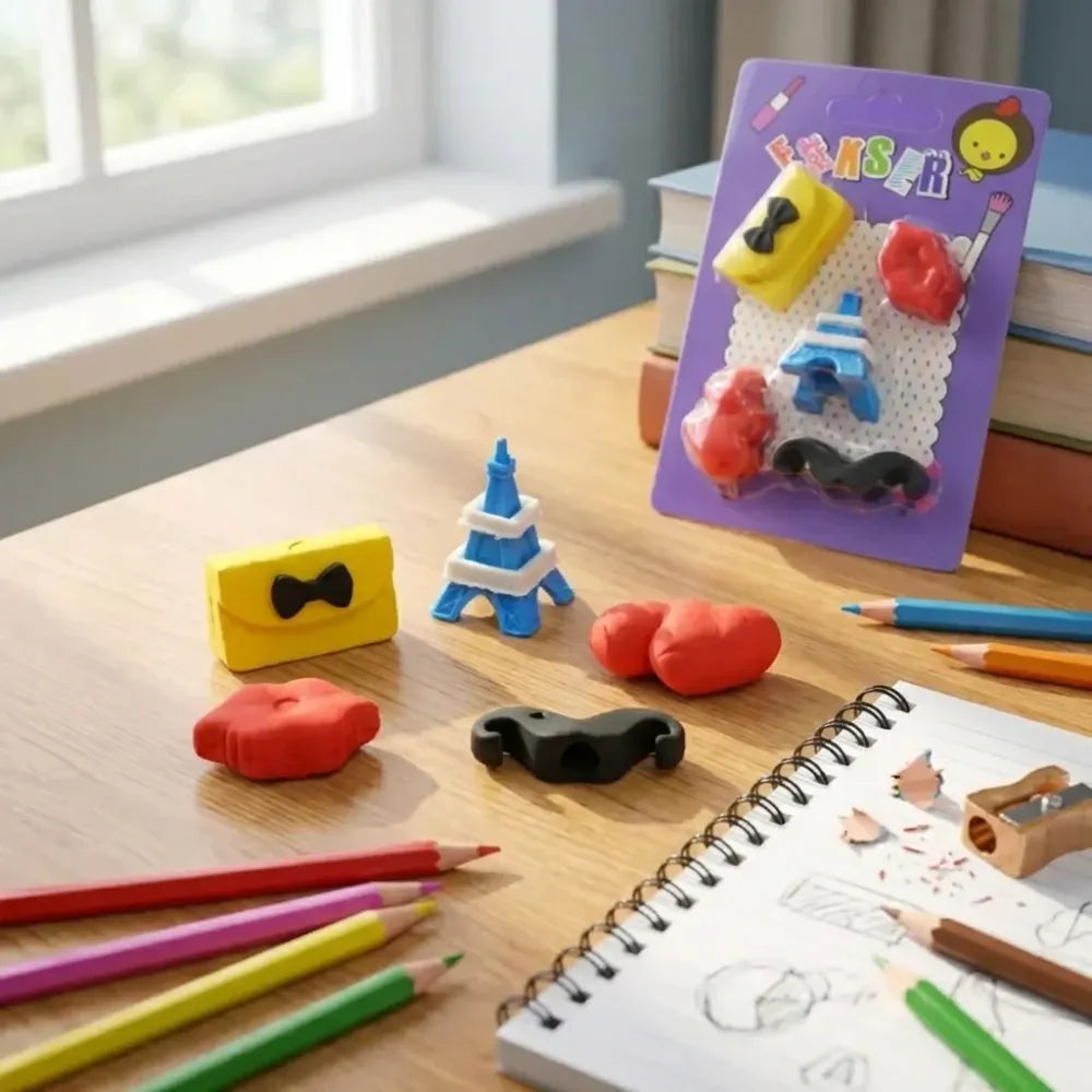 Colorful 3d kids erasers - office