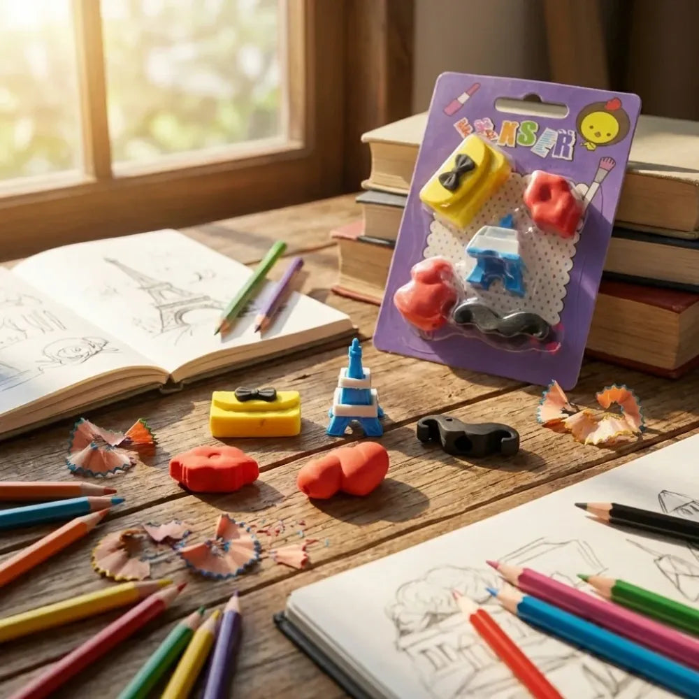 Colorful 3d kids erasers - office