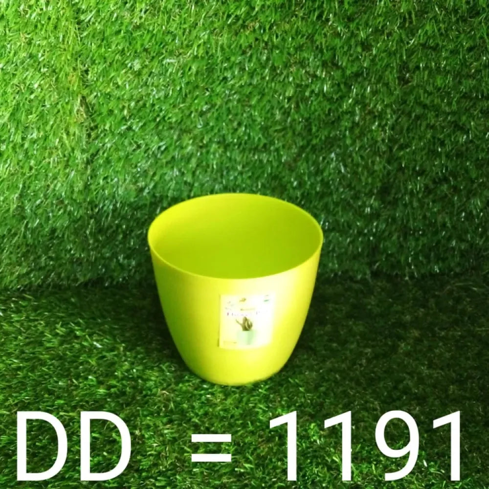 Colorful round flower pots - garden