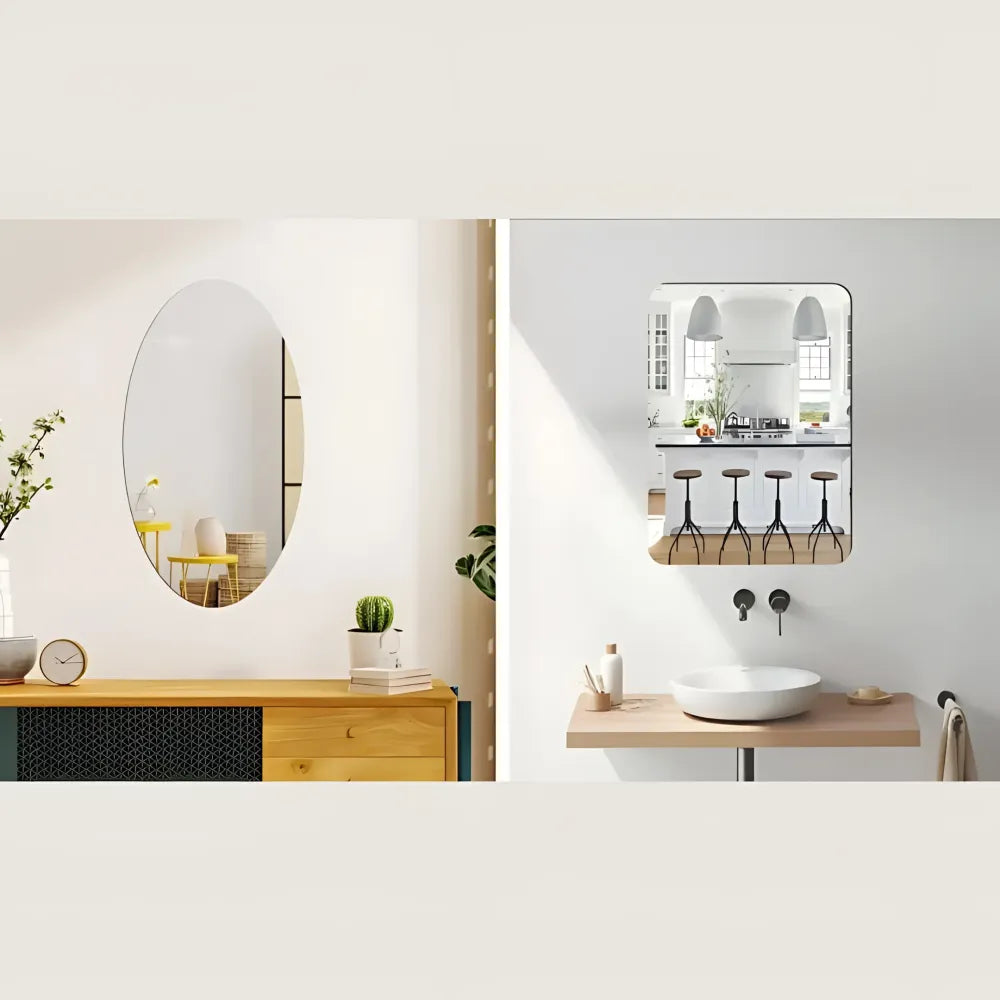 Combo of oval shape & square mirror (pack 2)