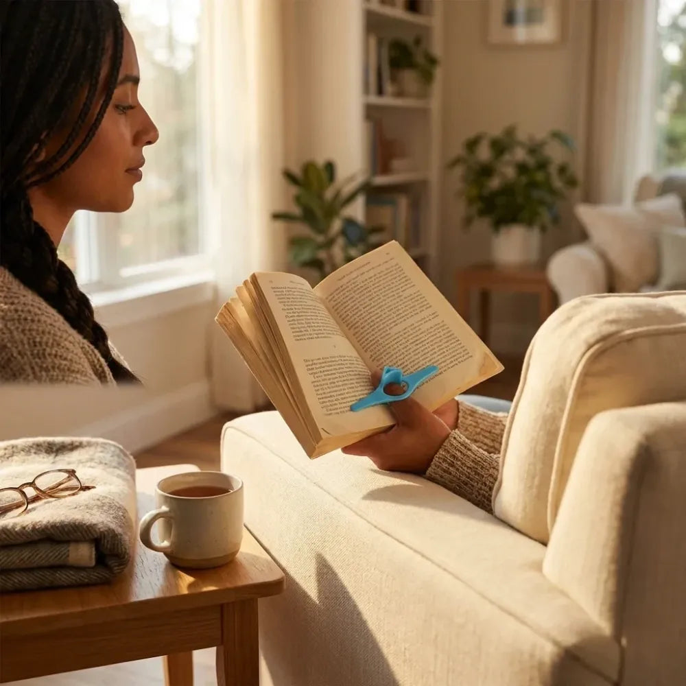 Comfortable thumb book holder - office
