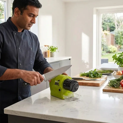 Cordless motorized knife sharpener - kitchen tool