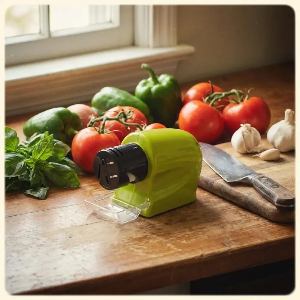 Cordless motorized knife sharpener - kitchen tool
