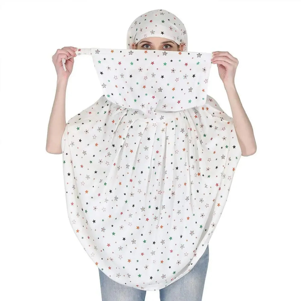 Cotton printed long scarf mask – white