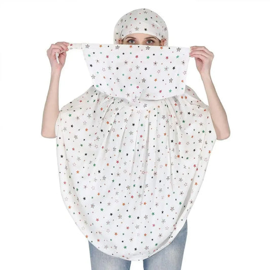 Cotton printed long scarf mask – white