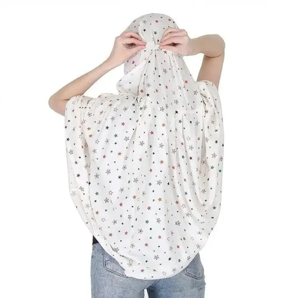 Cotton printed long scarf mask – white