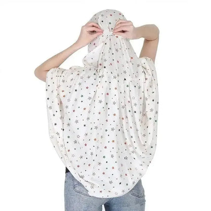 Cotton printed long scarf mask – white