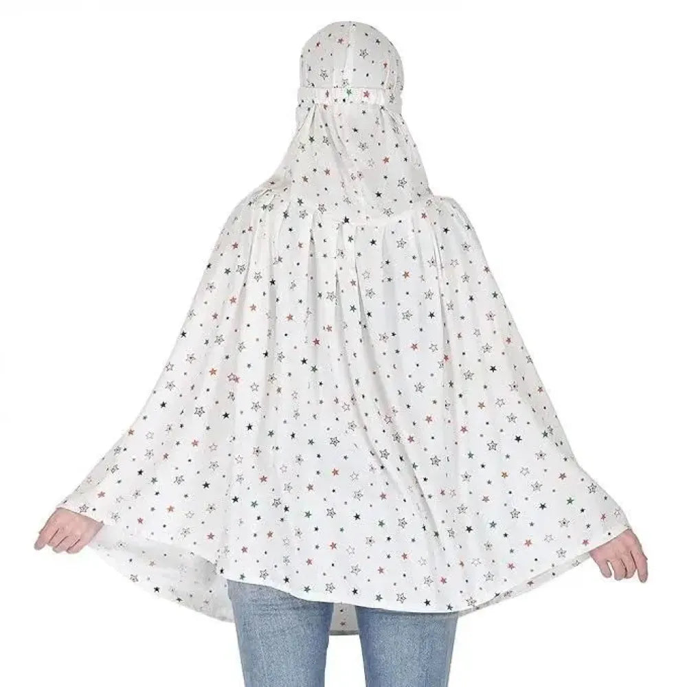 Cotton printed long scarf mask – white