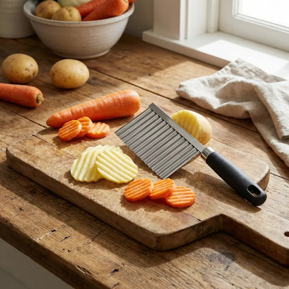Crinkle-cut stainless steel knife - home & kitchen