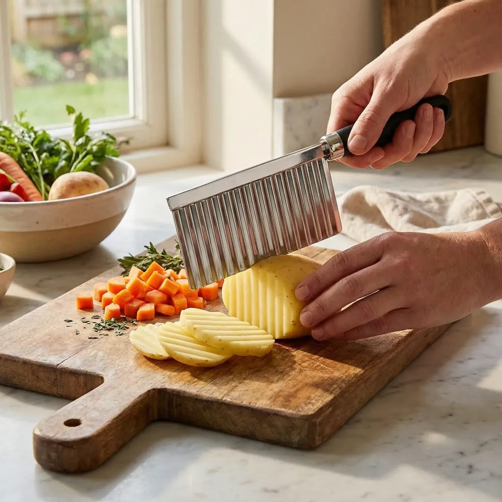 Crinkle-cut stainless steel knife - home & kitchen