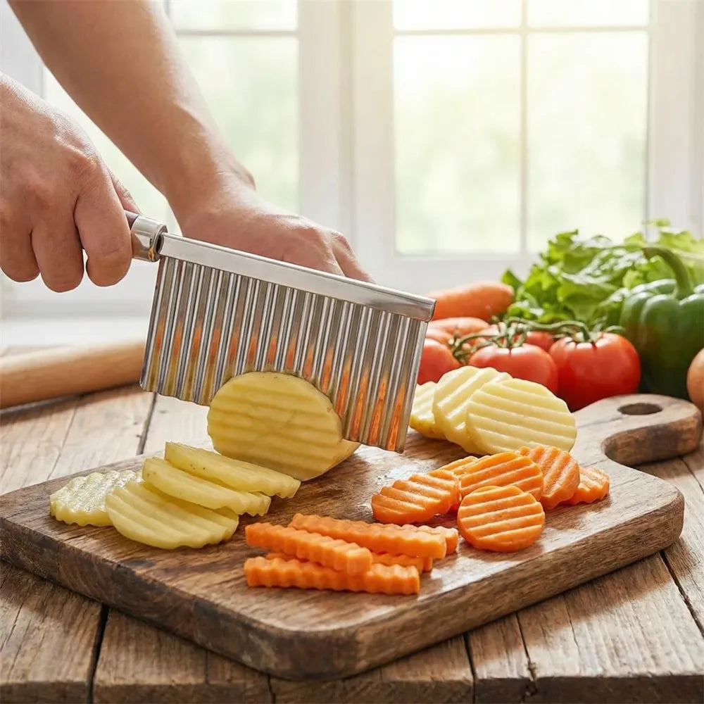 Crinkle-cut stainless steel knife - home & kitchen
