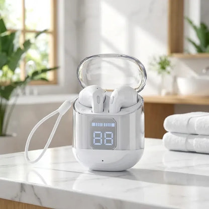 Crystal portable led display professional clear sound wireless earbuds