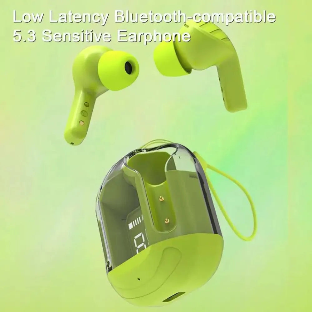 Crystal portable led display professional clear sound wireless earbuds