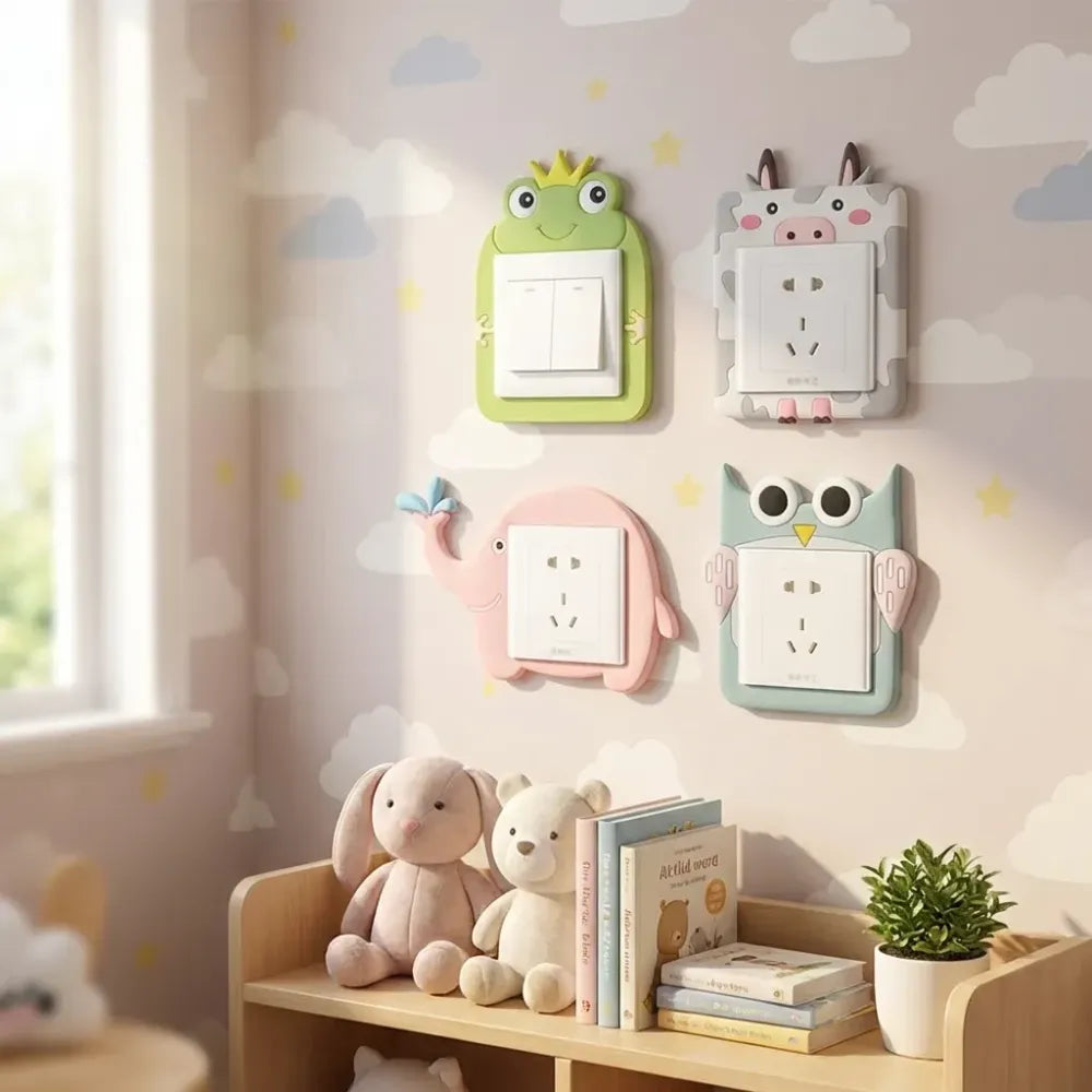 Cute cartoon power socket stickers assorted color (pack of 2)