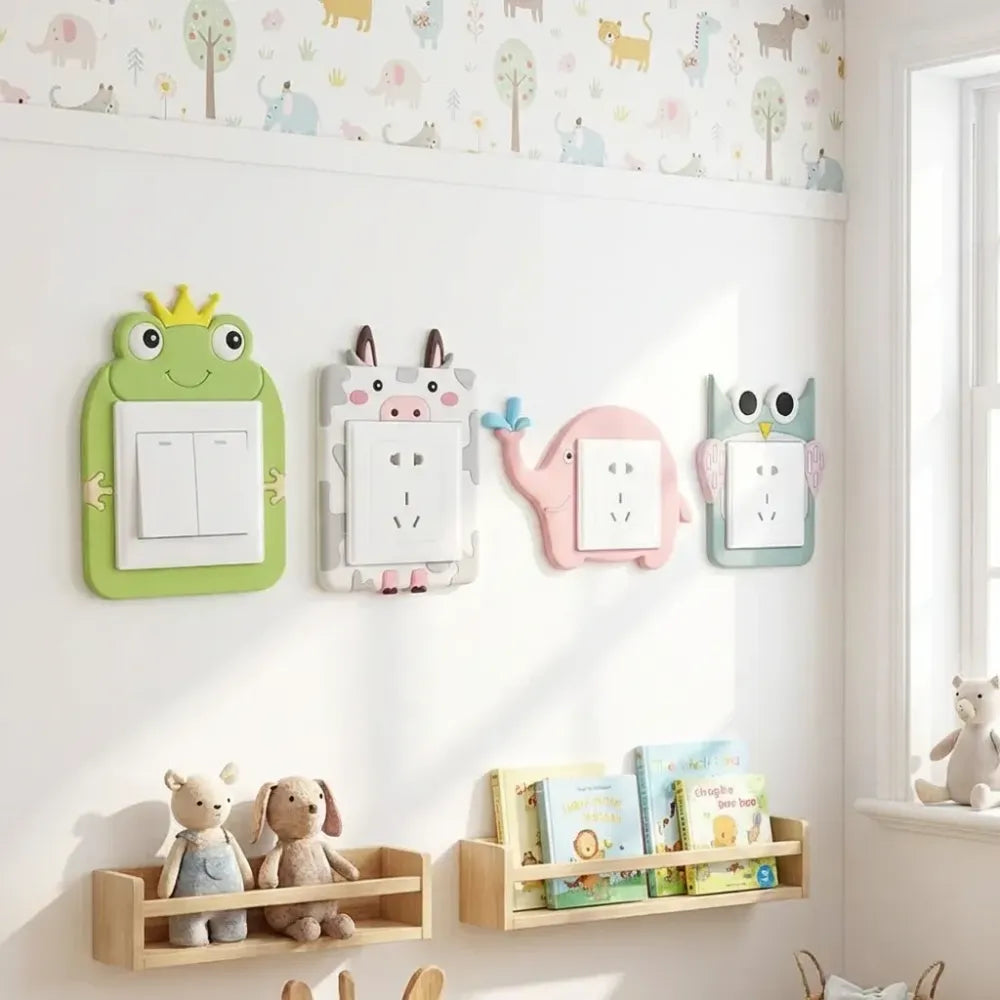 Cute cartoon power socket stickers assorted color (pack of 2)