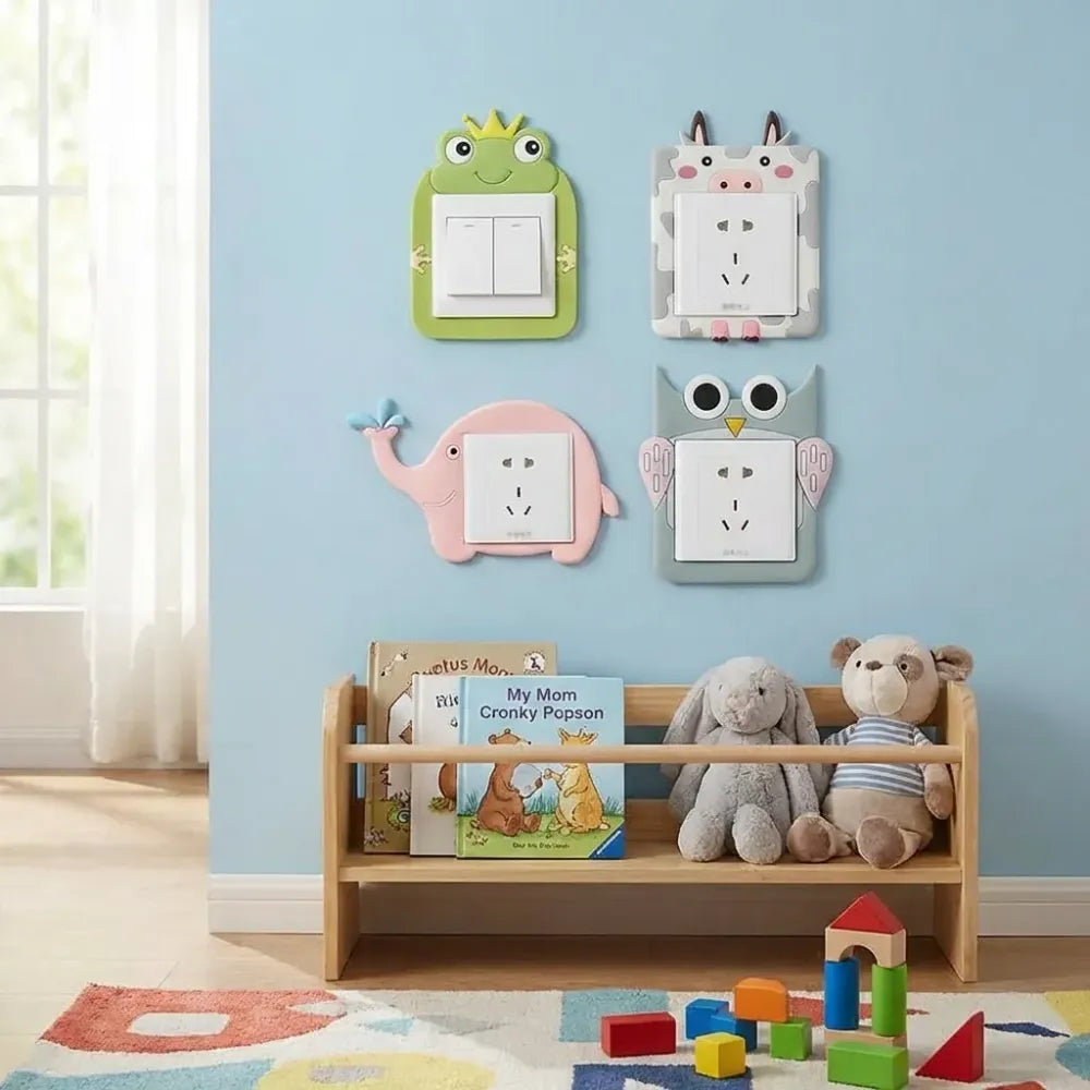 Cute cartoon power socket stickers assorted color (pack of 2)