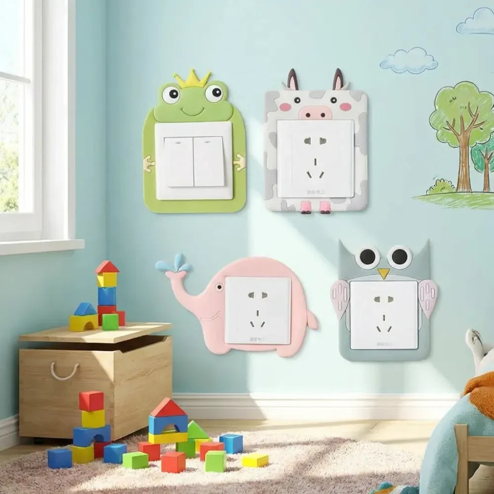 Cute cartoon power socket stickers assorted color (pack of 2)