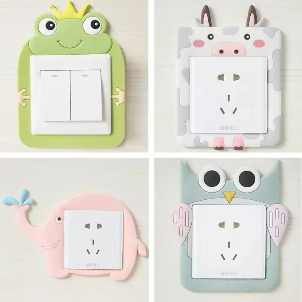 Cute cartoon power socket stickers assorted color (pack of 2)