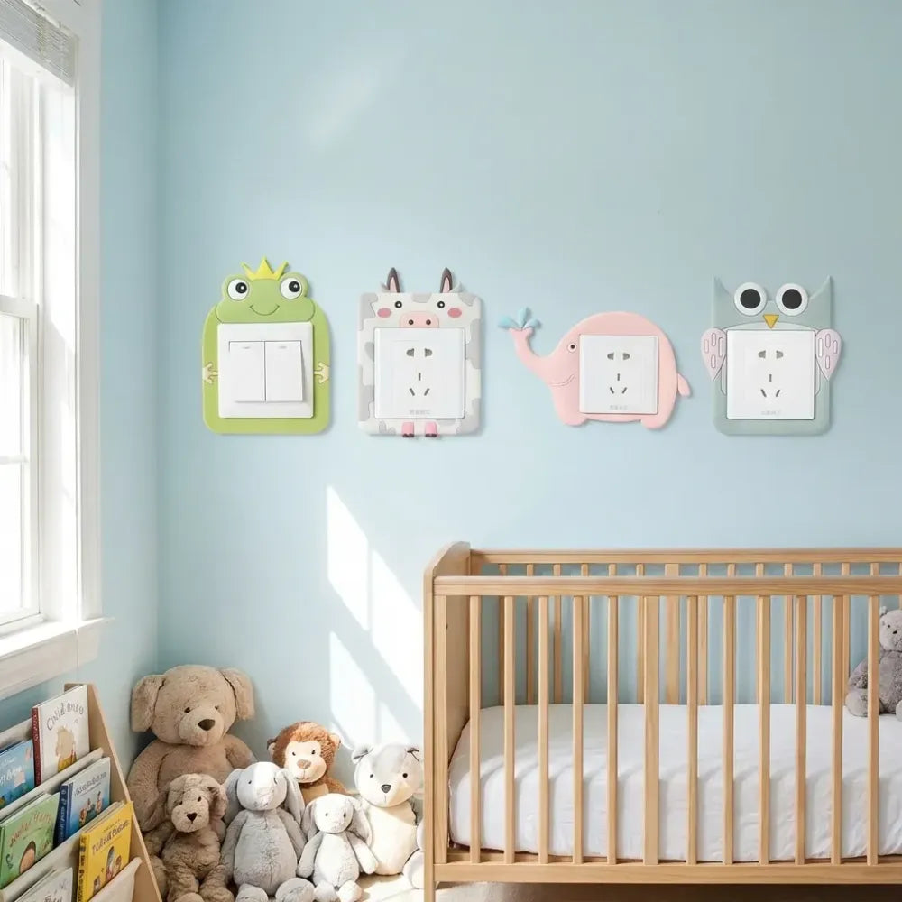 Cute cartoon power socket stickers assorted color (pack of 2)